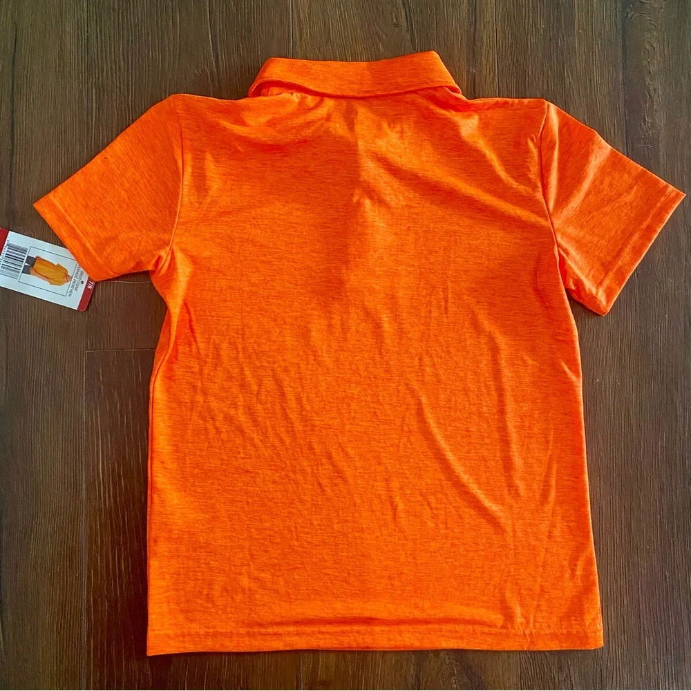 NWT Reebok performance orange heather short sleeve polo shirt size 7/8 - Picture 3 of 4